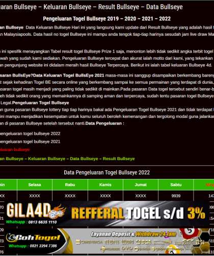 data pengeluaran bullseye