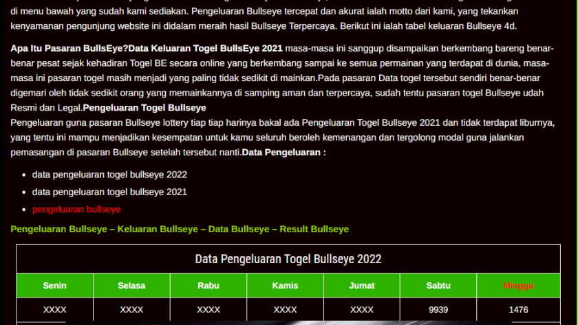 data pengeluaran bullseye