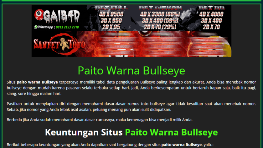 paito warna bullseye